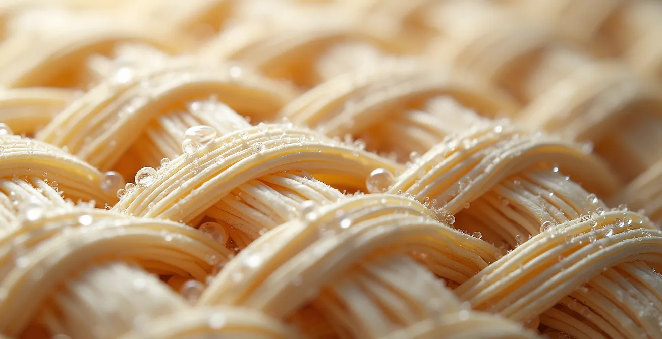 Dettaglio macro di materiali sostenibili per la riduzione della carbon footprint