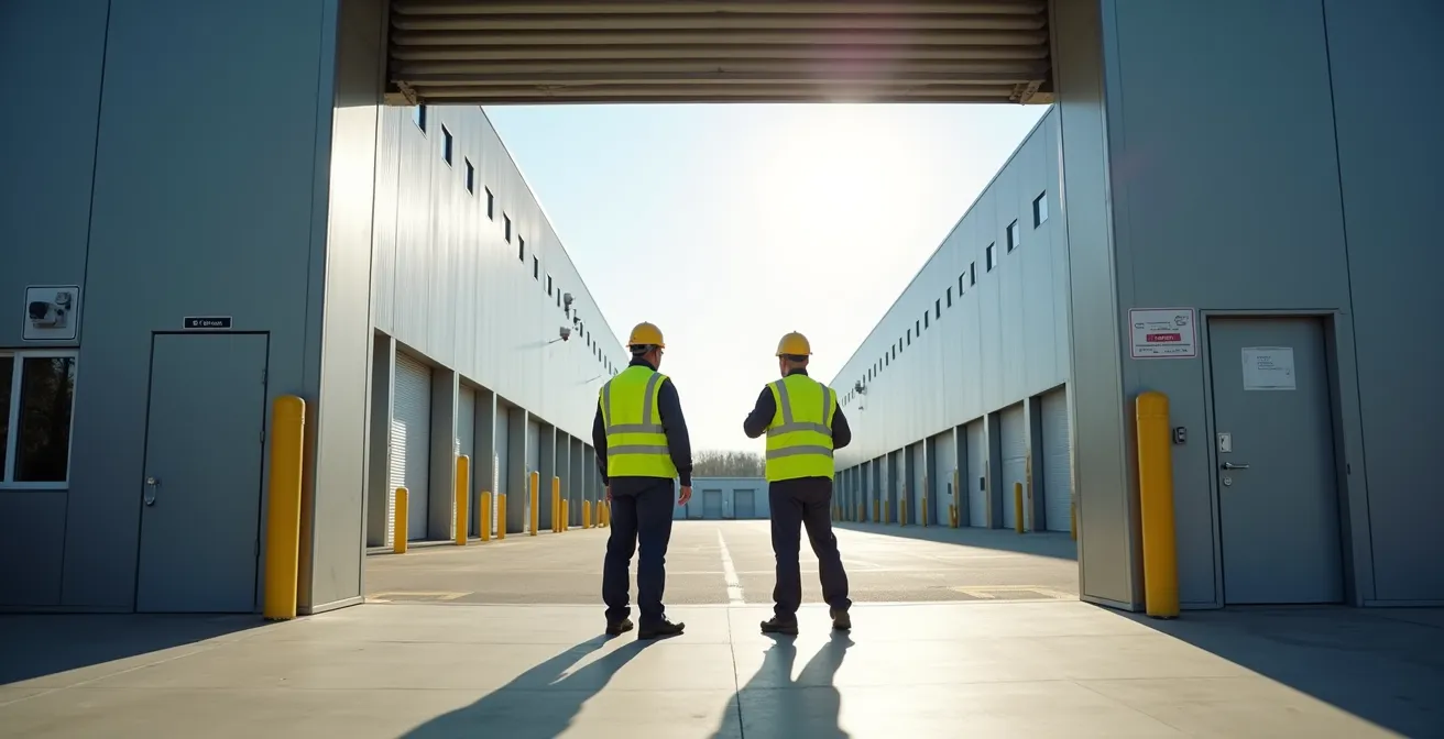 Ispettori ambientali durante controllo in stabilimento industriale