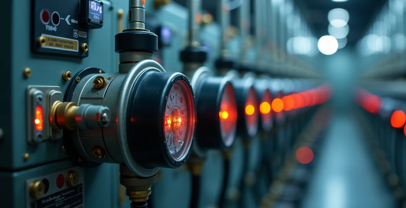 Sistema di monitoraggio energetico industriale con sensori e display di analisi